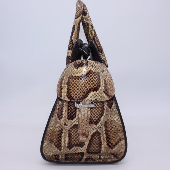 Michael Kors Gia Satchel, Mumbay Python, Molaus Natural Minor Defect, New - Picture 10 of 12